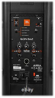(2) JBL EON612 12 DJ PA Speakers+Dual Air Assist Mount+EON618S 18 Powered Sub