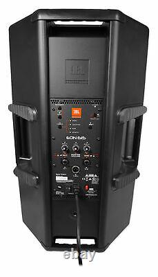2 JBL EON615 15 2000w Powered DJ PA Speakers withBluetooth App Ctrl+Stands+Cables