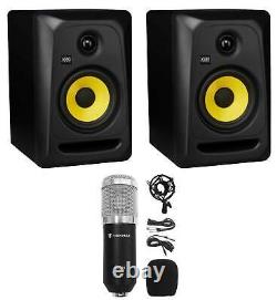 (2) KRK CLASSIC 5 Studio Monitor 5 Nearfield Powered Speakers+Condenser Mic