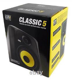 (2) KRK CLASSIC 5 Studio Monitor 5 Nearfield Powered Speakers+Pro Headphones