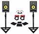 (2) Krk Rp7-g4 Rokit Powered 7 Studio Monitors+stands+pads+cables+earbuds