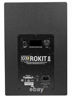 (2) KRK RP8-G4 Rokit Powered 8 Studio Monitors+Stands+Pads+Cables+Earbuds