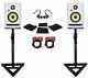 2 Krk Rp8-g4 Rokit Powered 8 White Noise Studio Monitors+stands+cables+earbuds