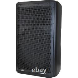(2) Peavey DM 115 Dark Matter Pro Audio Powered 15 Speaker with Stands & Cables