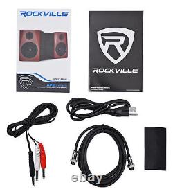 (2) Rockville APM6B 6 Powered Studio Monitors+Active 10 Subwoofer+Foam Pads