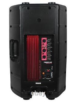 (2) Rockville RPG15 15 Powered 1000W DJ/PA Speakers+ 18 Subs+Poles+Cables