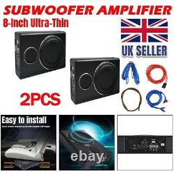 2x Active Underseat Car Bass Box Audio Subwoofer Sub Speaker Amplifier 8'' 800W