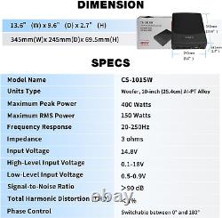 ATOTO CS-101SW 10 Ultra Slim Active Car Subwoofer, Under-Seat Powered Subwoofer