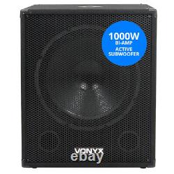 Bi-Amplifier Subwoofer 15 Inch Active Powered DJ Sub Bass Speaker + Passive Out