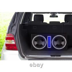 Car Subwoofer Active 2 x 10 Amplifier Hi fi Powerful Bass Audio MP3 LED Lights