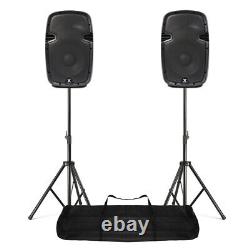 Compact Powered PA Speakers 800W 10 Woofer + Stand Kit DJ DiscoSPJ1000AD