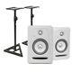 Krk Rokit 5 Powered Rp5 G3 Platinum Active Studio Monitor Speakers + Stands