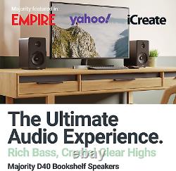 MAJORITY D40 Active Bookshelf, Powered Stereo Studio Speakers Powerful Amplifie