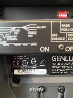 PAIR of Genelec 8040B 180-Watt Bi-Amplified 6.5 Woofer Powered Studio Monitor