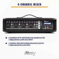 PDM-C405A Active 4 Channel Powered USB Audio Mixer Amplifier PA Bluetooth Amp