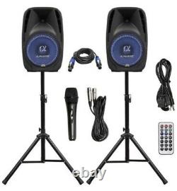 Pair Alphasonik All-in-one 15 Powered 2500W PRO DJ Amplified Loud Speakers