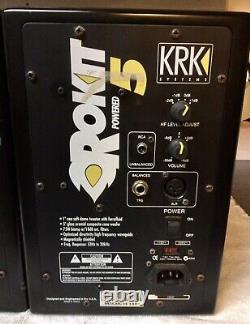 Pair Of 2 KRK Rokit Powered 5 Studio Monitor Speakers For Parts or Repair