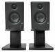 Pair Presonus Eris E3.5 3.5 Powered Studio Monitors Speakers+wood Desk Stands