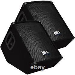 Pair of Powered 2-Way 10 Floor / Stage Monitors Wedge Style with Titanium Horns
