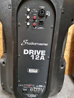 Pair of Studiomaster DRIVE-12A Powered Speakers 12 DJ PA Sound System