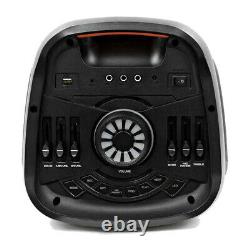 Powered Portable 2x8 Inch Party Karaoke Speaker LED Bluetooth, Mic & Remote