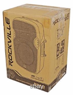 Rockville BPA8 8 Powered Active DJ PA Speaker with Samson Lavalier Microphone