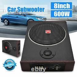 UnderSeat Power Amplified Active car subwoofer 8 inch 12V 600w RMS Builtin amp