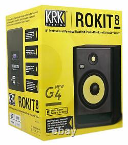 (2) Krk Rp8-g4 Rokit Powered 8 Studio Monitors+stands+pads+cables+earbuds