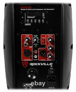 (2) Rockville Bpa8 8 Professional Powered Active 300w Dj Pa Speakers+bluetooth