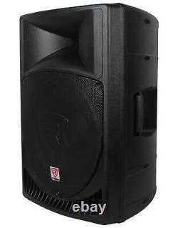 (2) Rockville Rpg15 15 Powered 1000w Dj/pa Speakers+ 18 Subs+poles+cables