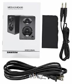 (2) Samson M30 3 Powered Studio/computer/podcast Monitors Haut-parleurs+8 Subwoofer