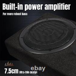 2PCS 8'' Voiture Underseat Slim Amplificateur Subwoofer Haut-parleur Audio Sub Bass Box 600W