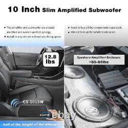 ATOTO 10 Car Audio Subwoofer actif alimenté + Ampli Slim Sub Bass Box Kit d'enceinte