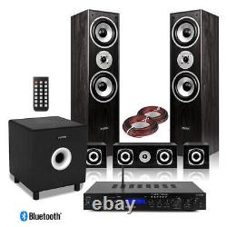 Enceintes son surround 5.1 avec subwoofer Home Cinéma Amplificateur Bluetooth FM, Noir