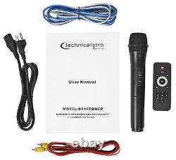 Haut-parleur Bluetooth Propulsé Technical Pro Dual 10 3000w Avec Micro Sans Filusb/sd/led+wireless