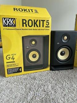 Krk Rokit 5 G4 Powered Studio Monitor Noir, Pack De 2 Avec Des Chords De Puissance