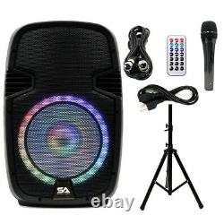 Powered 12 Dj Karaoke Haut-parleur W Support Bluetooth Led Sans Fil MIC Câbles À Distance