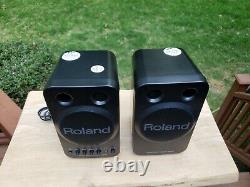 Rare Nouveau Roland Ma-8 Haut-parleurs De Micro-écran Stereo Active Powered Studio Pair