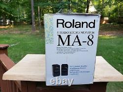 Rare Nouveau Roland Ma-8 Haut-parleurs De Micro-écran Stereo Active Powered Studio Pair