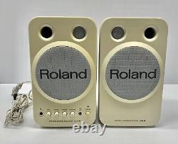 Vintage Roland Ma-8 Haut-parleurs De Micro-écran Stereo Active Powered Studio Pair